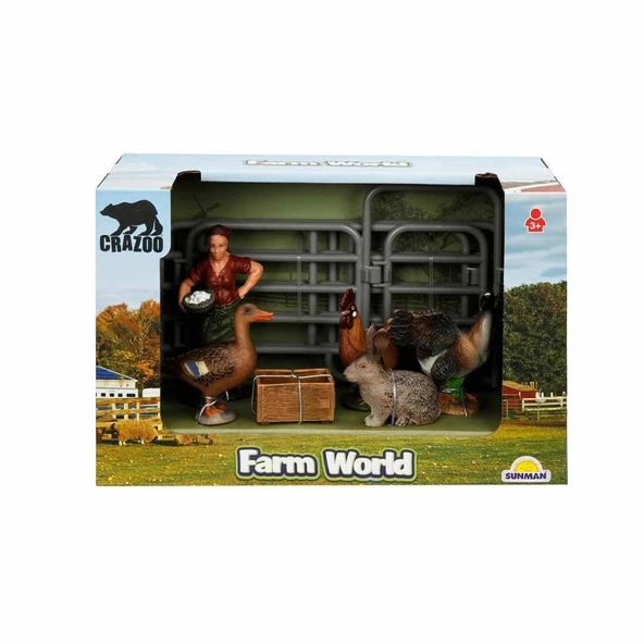 Çiftlik Hayvanları Seti Ördek Gri Tavşan ve Horozlu