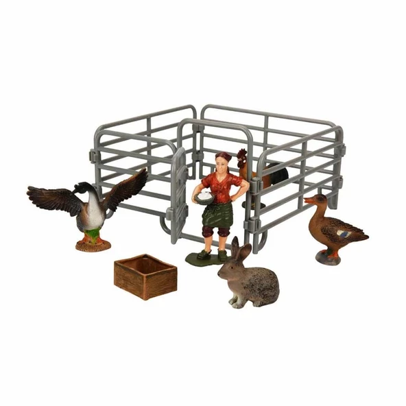 Çiftlik Hayvanları Seti Ördek Gri Tavşan ve Horozlu - 3