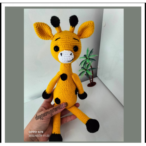 Amigurumi zürafa uyku arkadaşı Oyuncak Yenidoğan bebek hediyesi