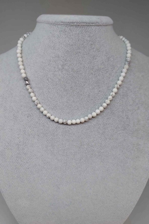 Havlit Taşı 4mm 1000 Ayar Gümüş İpli Kolye (Klipsli) ürün görseli