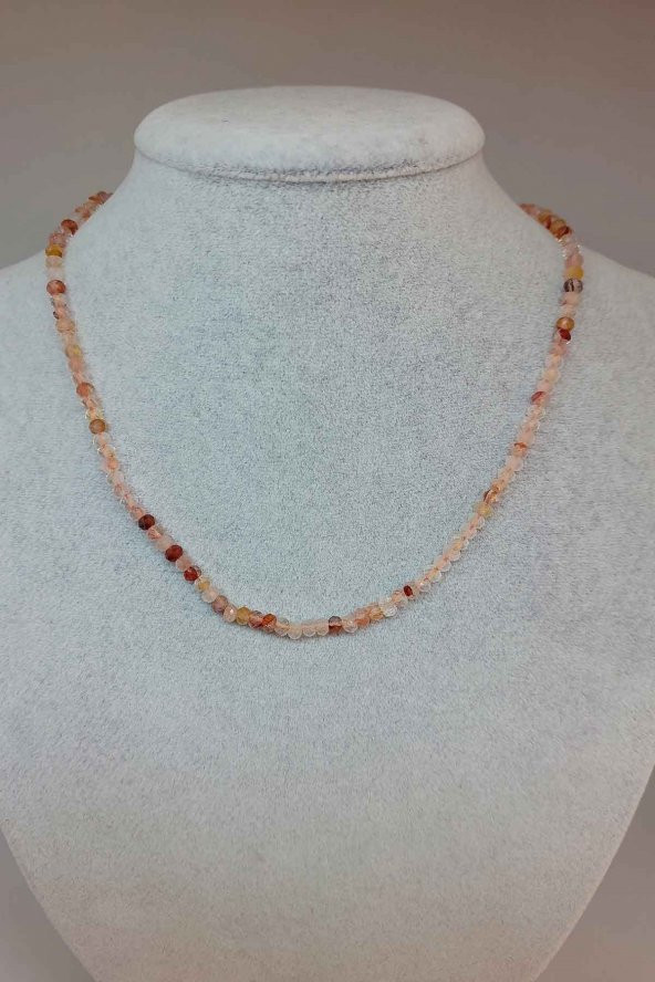 Güneş Taşı Açık Renk Rondela Faset Kesim 3.5*2.5mm 1000 Ayar Gümüş İpli Kolye (Klipsli) ürün görseli