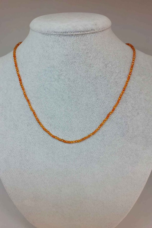 Sitrin Taşı 2.5mm 1000 Ayar Gümüş İpli Kolye (Klipsli) ürün görseli 1