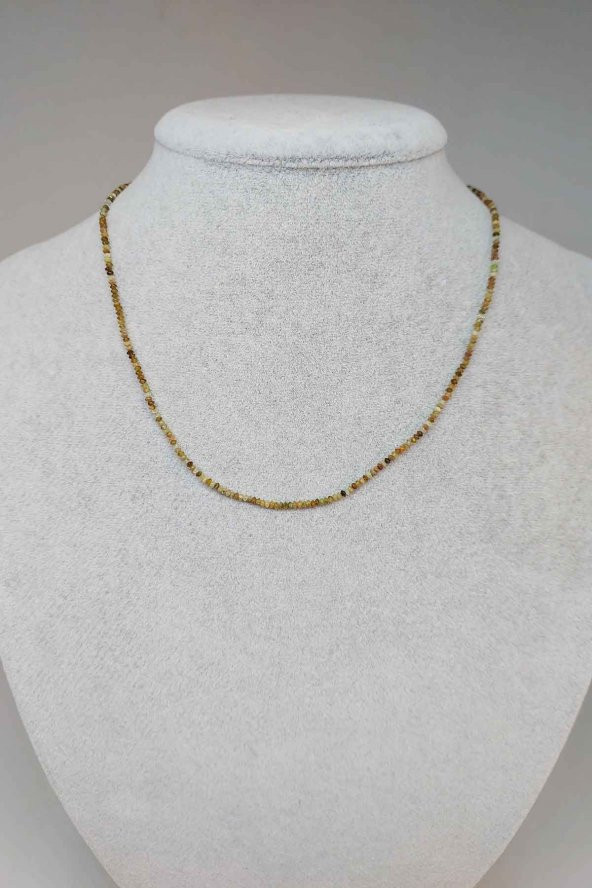 Yeşil Lal (Granat) (Garnet) Taşı Rondela 2mm 1000 Ayar Gümüş İpli Kolye (Klipsli) ürün görseli