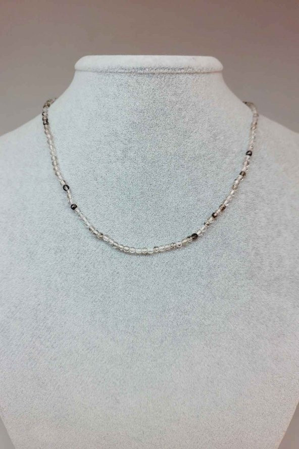 Rutil Kuvars Taşı 3mm 1000 Ayar Gümüş İpli Kolye (Klipsli) ürün görseli