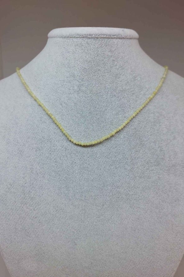 Yeşim Taşı Lime Yeşili 2mm 1000 Ayar Gümüş İpli Kolye (Klipsli) ürün görseli