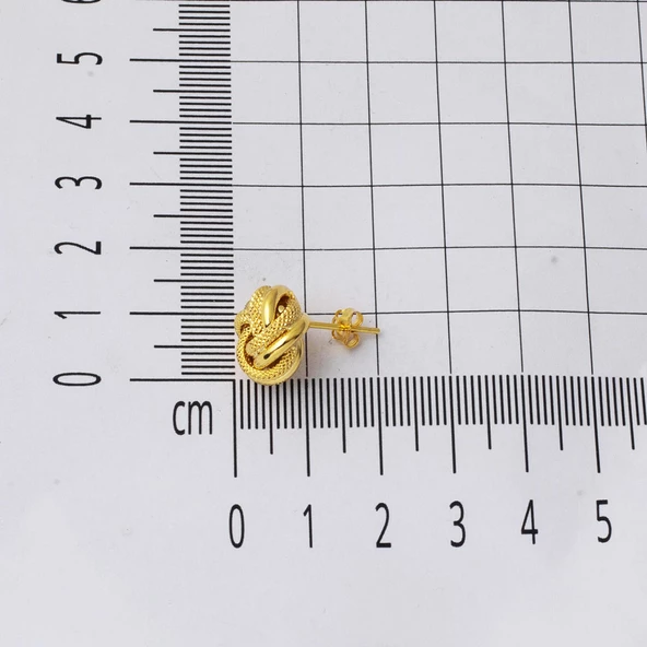 14 Ayar Klipsli Düğüm Altın Küpe - Resim 5