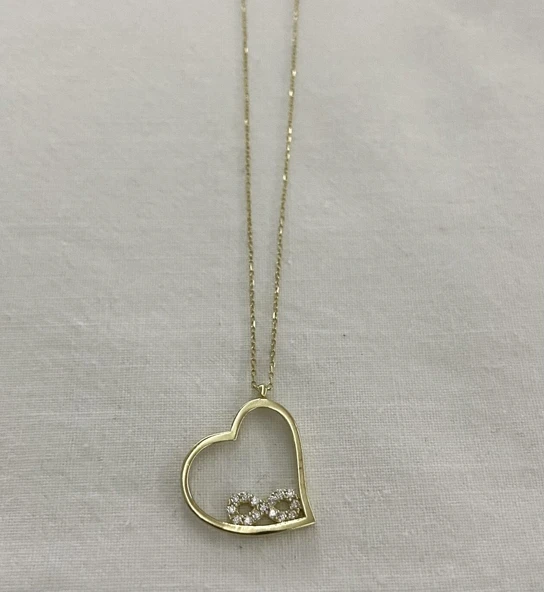 Kalp Ve Sonsuzluk Altın Kolye - Resim 1