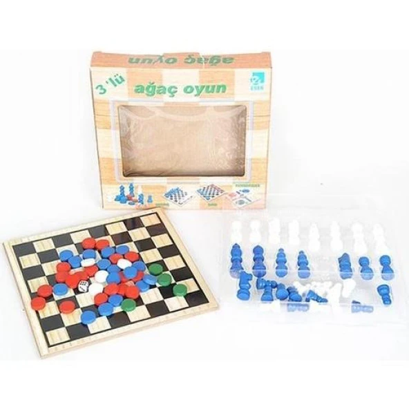 ESER AĞAÇ SATRANÇ SETİ 3 OYUN BİRDEN