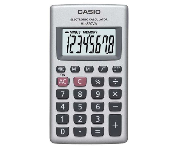 Casio HL-820VA-W 8 Hane Beyaz Cep Tipi Hesap Makinesi