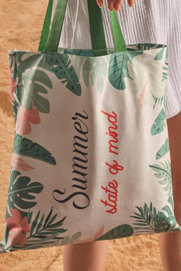 Summer Mind Desen Baskılı Plaj Çantası - 2