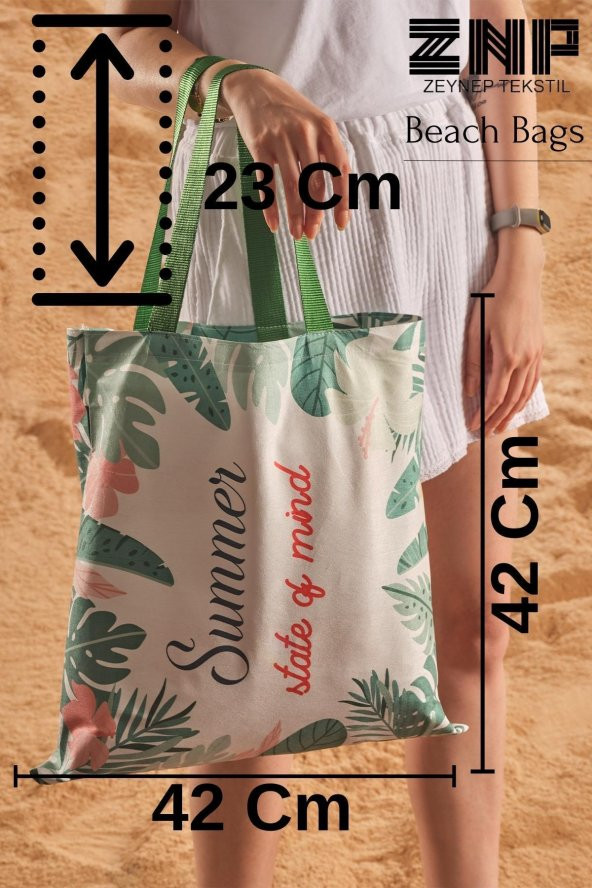 Summer Mind Desen Baskılı Plaj Çantası - 4