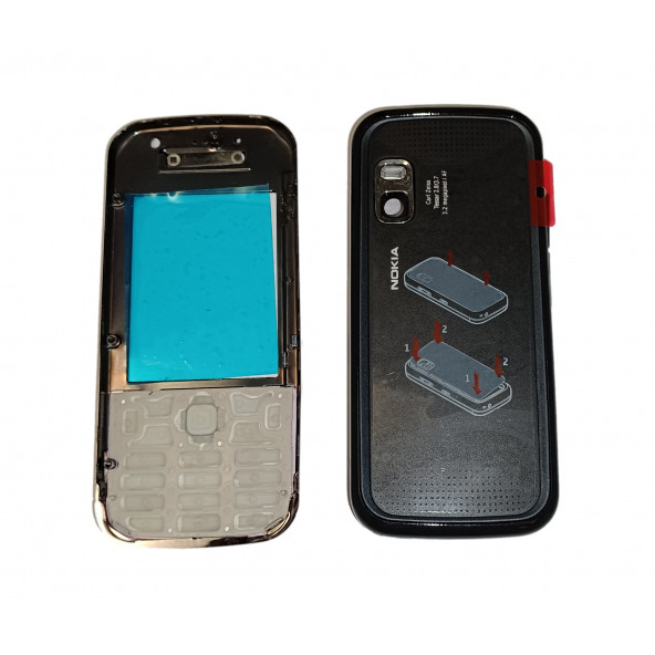 Nokia 5730 Full Kasa Kapak Tuş Takımı 5730 Uyumlu Siyah Kırmızı Renk Orta Kasa Ön Kapak Arka Kapak - 2