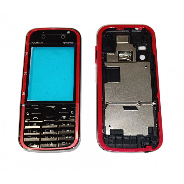 Nokia 5730 Full Kasa Kapak Tuş Takımı 5730 Uyumlu Siyah Kırmızı Renk Orta Kasa Ön Kapak Arka Kapak - 3