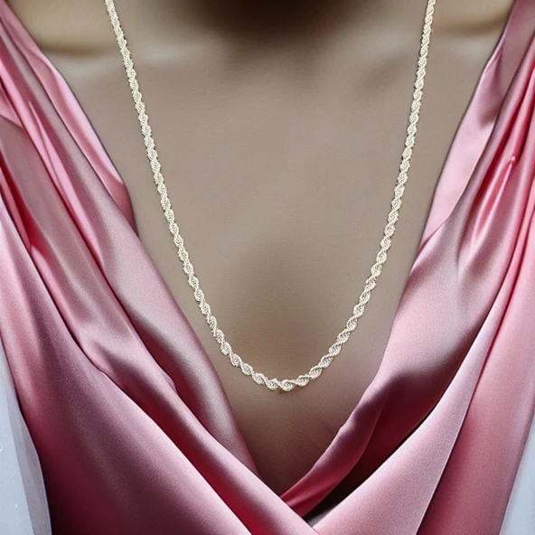 Gümüşün Büyüleyici Burgusu: Parlak Gümüş Renginde 60 cm 1. Sınıf Çelik Kadın Kolyesi-Zamansız Şıklık ürün görseli 1