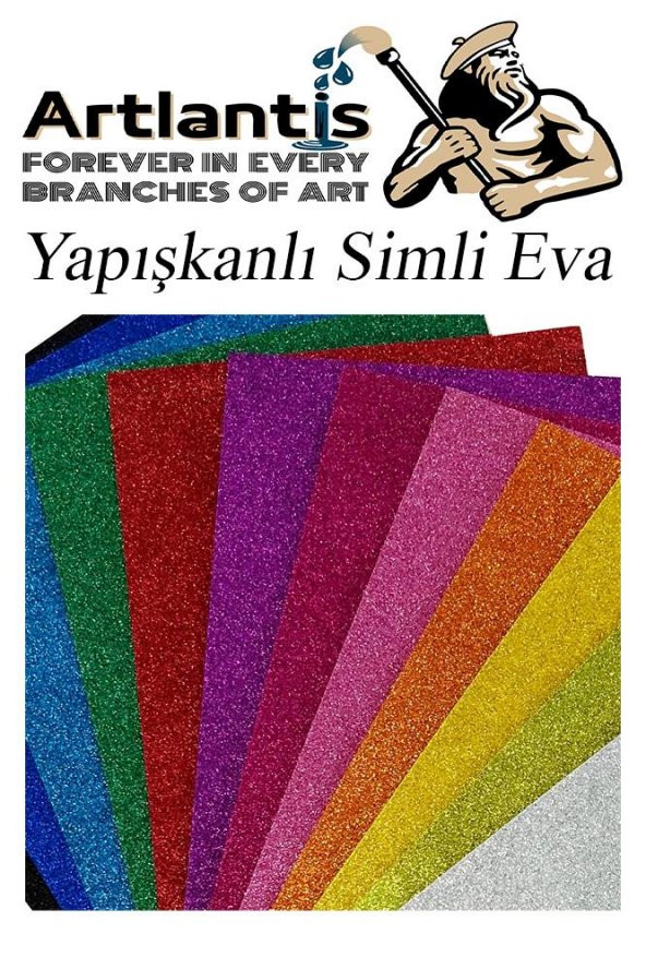 Simli Yapışkanlı Eva A4 20x30 cm 10 Renk 1 Paket Simli Yapışkanlı Eva Süngeri 10lu Okul Kreş Anasınıfı Elişi Etkinlikleri - 2