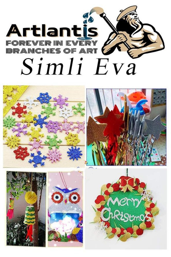 Simli Yapışkanlı Eva A4 20x30 cm 10 Renk 1 Paket Simli Yapışkanlı Eva Süngeri 10lu Okul Kreş Anasınıfı Elişi Etkinlikleri - 3