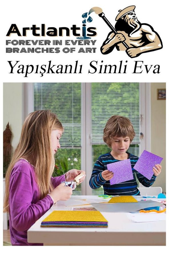 Simli Yapışkanlı Eva A4 20x30 cm 10 Renk 1 Paket Simli Yapışkanlı Eva Süngeri 10lu Okul Kreş Anasınıfı Elişi Etkinlikleri - 6
