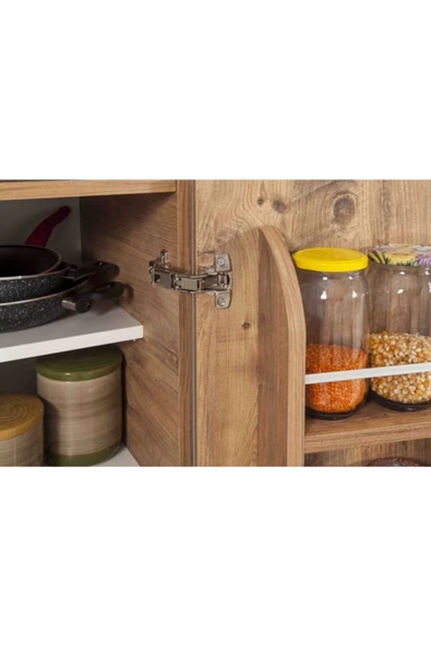 ZEYTUN Ceviz Çok Amaçlı 165 Derece Açılabilir Kısa Kiler Mutfak Dolabı - 4