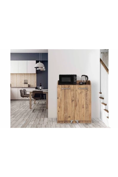 ZEYTUN Ceviz Çok Amaçlı 90 Derece Açılabilir Kısa Kiler Mutfak Dolabı - 3