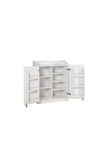 ZEYTUN Beyaz Çok Amaçlı 90 Derece Açılabilir Kısa Kiler Mutfak Dolabı - 2
