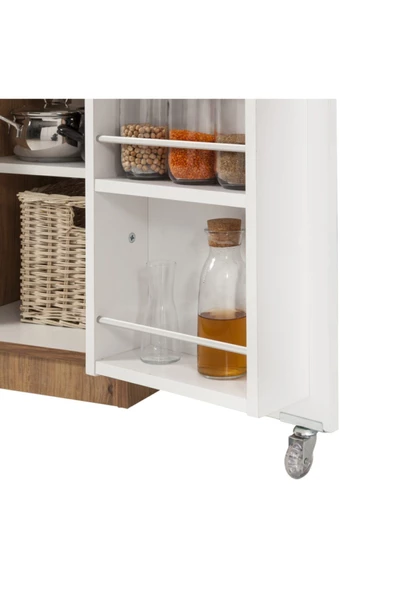 ZEYTUN Çok Amaçlı 165 Derece Açılabilir 2 Kapaklı Kısa Kiler Mutfak Dolabı - 4