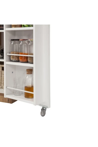 ZEYTUN Çok Amaçlı 90 Derece Açılabilir Tek Kapaklı Kiler Mutfak Dolabı 182x45x46 cm - 4