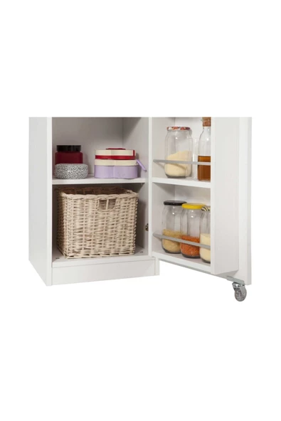 ZEYTUN Beyaz Çok Amaçlı 165 Derece Açılabilir Tek Kapaklı Kiler Mutfak Dolabı - 4