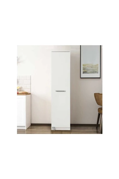 ZEYTUN Beyaz Çok Amaçlı 90 Derece Açılabilir Tek Kapaklı Kiler Mutfak Dolabı - 2