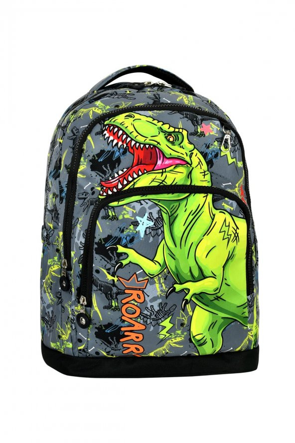Gri Roarr Dinozor Çanta + Beslenme + Kalemlik + Suluk - Okul Çantası Erkek Çanta Çocuk Sırt Çantası - 4
