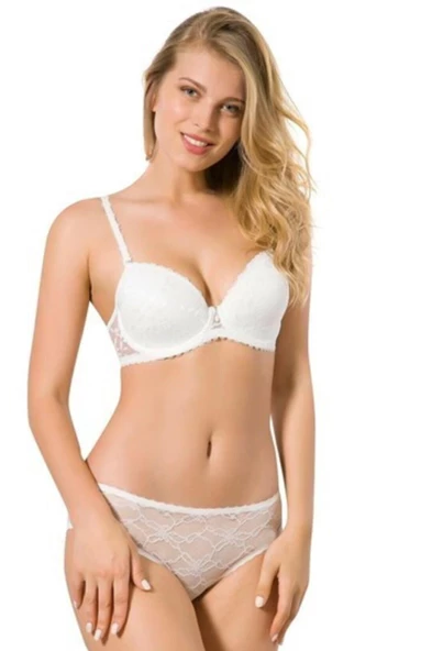 Le Jardin 6042-B Desteksiz-Balenli Dantel Kaplı Sütyen Takımı - 3