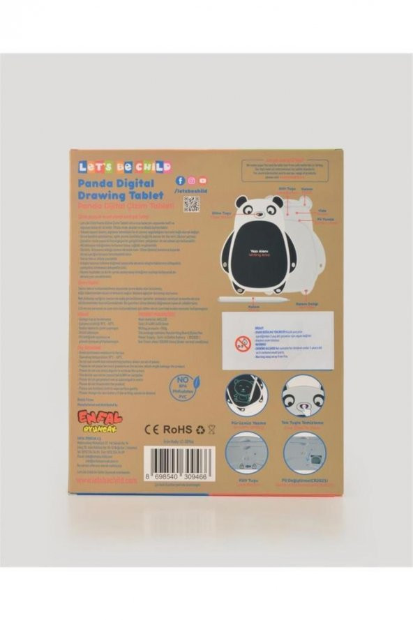 Lets Be Child Dijital Panda Çizim Tableti 8,5 inç 30946 Çocuklar İçin Panda Şekilli Çizim Tableti - 6