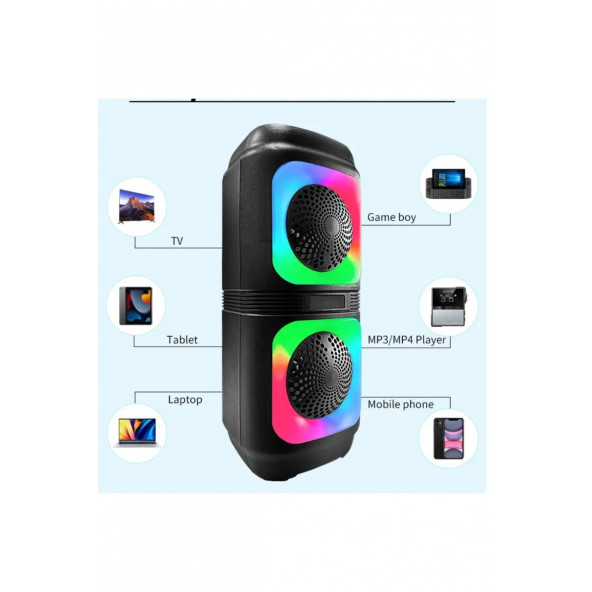 Blic Bls-48 Akıllı Taşınabilir Bluetooth Extra Bas Hoparlör Disko Işıklı Ses Sistemi Mikrofo