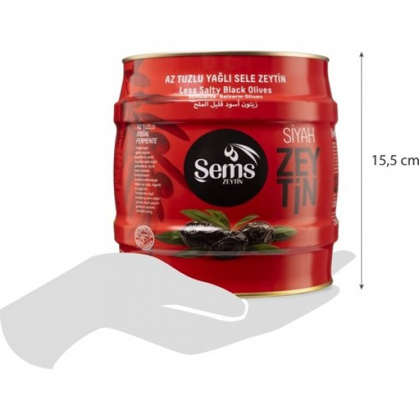 Şems Siyah Zeytin 2 Kg 291-320 Kalibre (3'lü Ekonomik Paket )