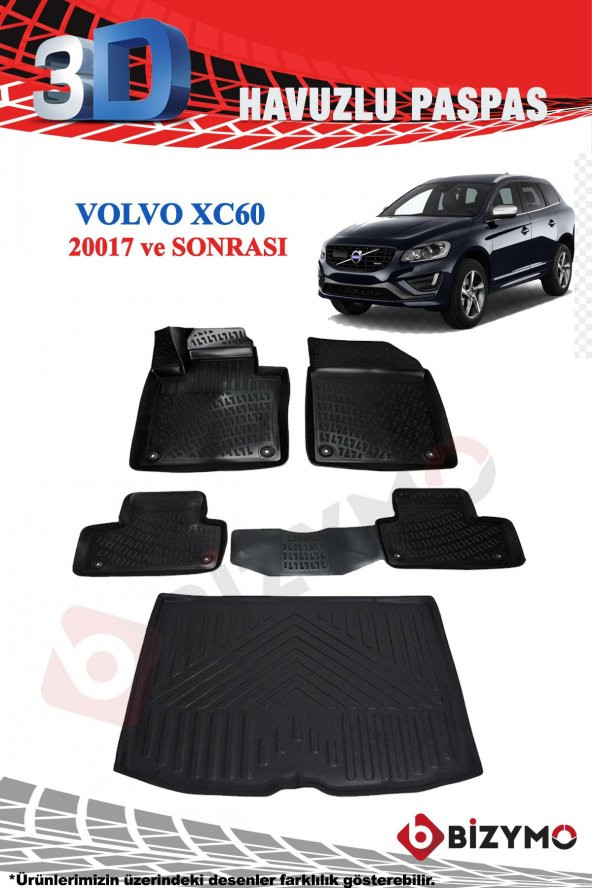Volvo Xc60 Suv 2017+ Havuzlu Paspas ve Bagaj Seti Bizymo - Resim 2