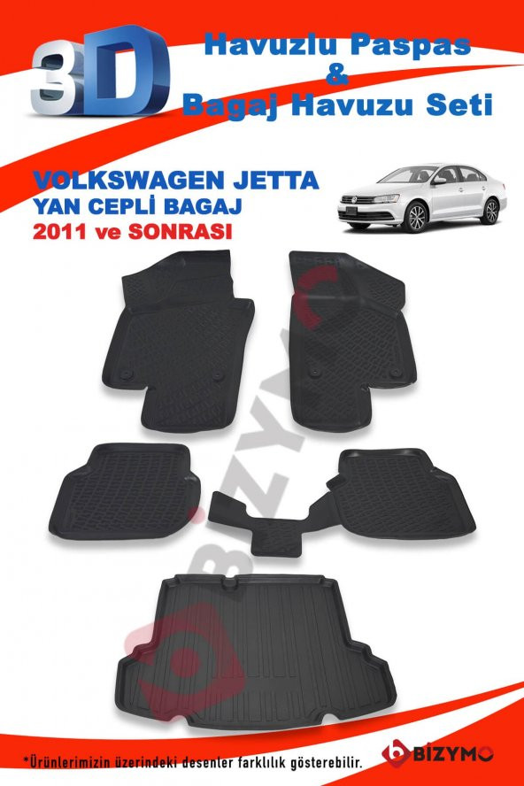 Volkswagen Jetta Yan Cepli 2011 Ve Sonrası Paspas ve Bagaj Havuzu Seti - Resim 2