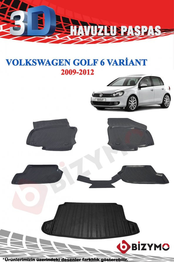 Volkswagen Golf 6 Variant Havuzlu Paspas ve Bagaj Seti Bizymo - 2