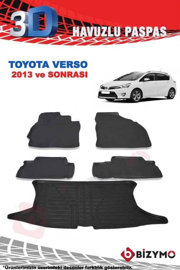 Toyota Verso 2013+ Havuzlu Paspas ve Bagaj Seti Bizymo - 2