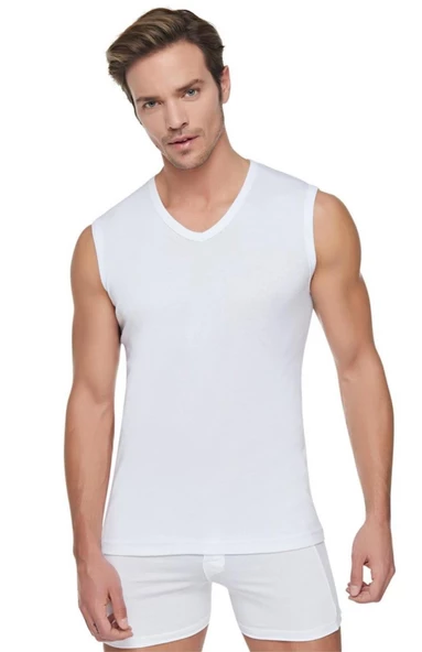 Tutku 401 Erkek V Yaka Ribana Spor Fanila Atlet