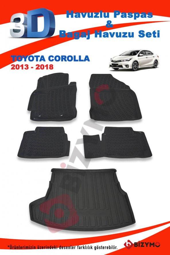 Toyota Corolla Sedan 2013-2018 Paspas Ve Bagaj Havuzu Seti - 2