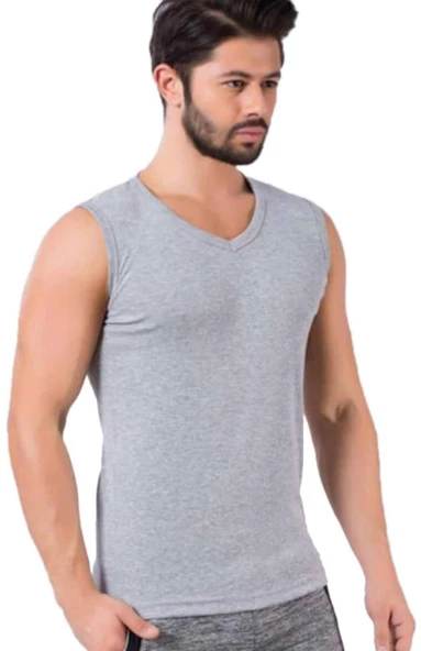 Tutku 401 Erkek V Yaka Ribana Spor Fanila Atlet - 2