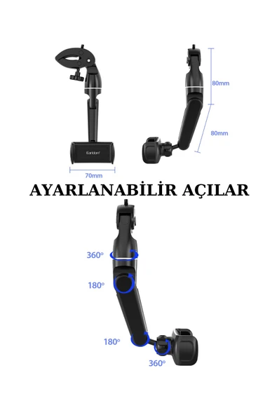 Fuchsia Dikiz Aynası Uyumlu Çok Açılı Telefon Tutucu - Resim 5