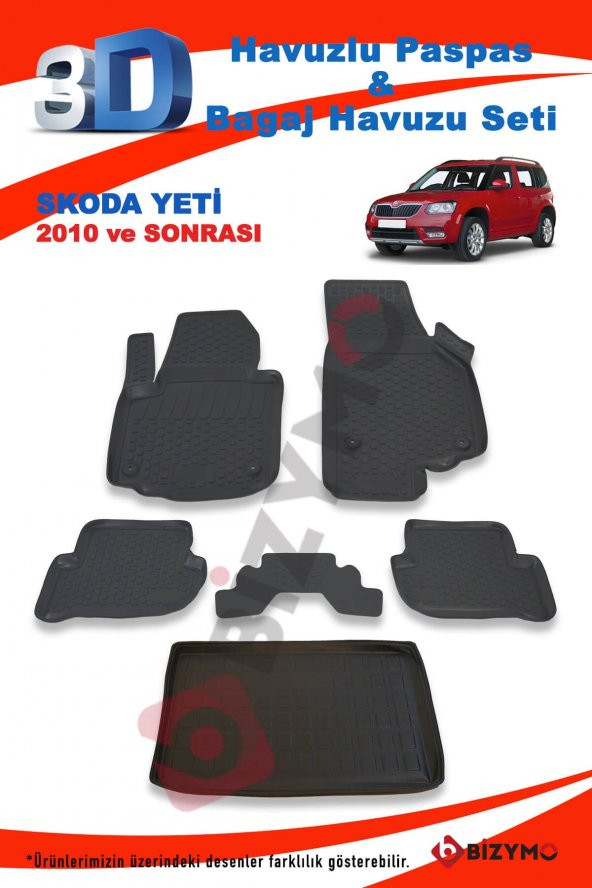Skoda Yeti 2010 Ve Sonrası Paspas Ve Bagaj Havuzu Seti - 2