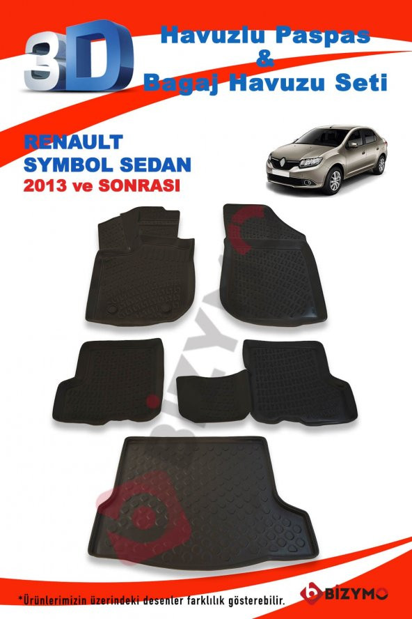 Renault Symbol Sedan 2013 Ve Sonrası Paspas Ve Bagaj Havuzu Seti - 2