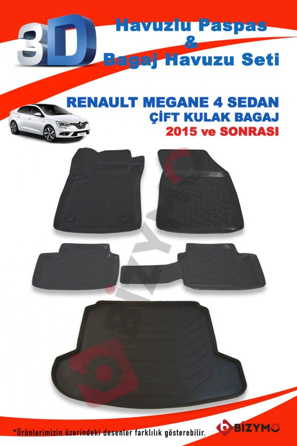 Renault Megane 4 Sedan Joy 2016+ Paspas Ve Bagaj Havuzu Seti - 2