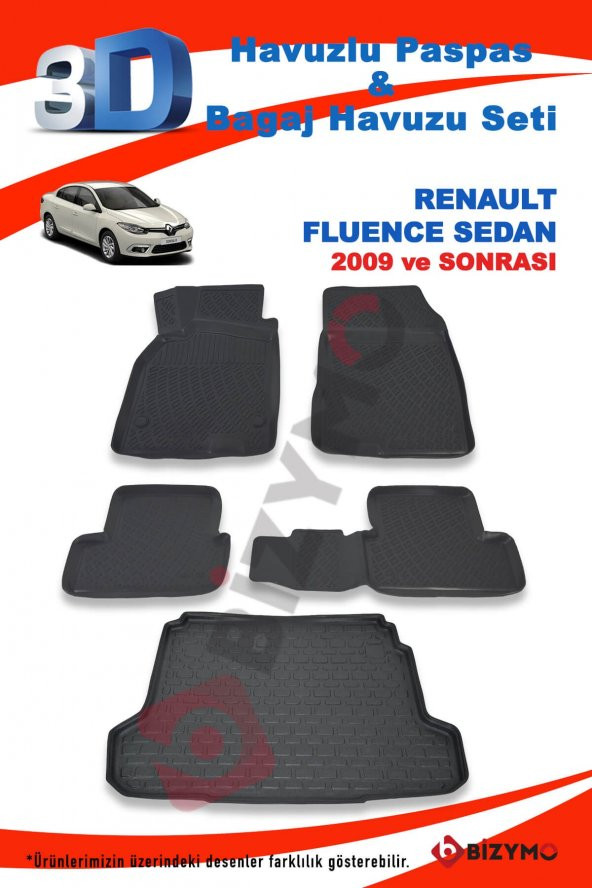 Renault Fluence Sedan 2009 Ve Sonrası Paspas Ve Bagaj Havuzu Seti - 2