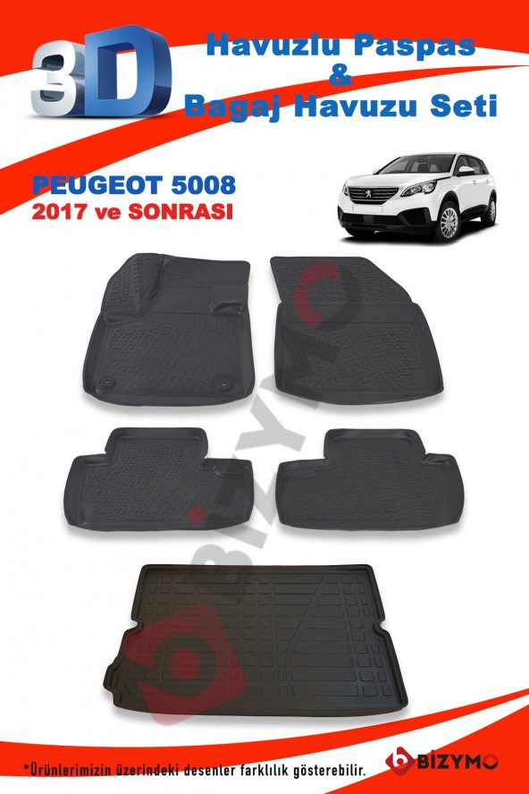 Peugeot 5008 2017 Ve Sonrası Paspas Ve Bagaj Havuzu Seti - 6