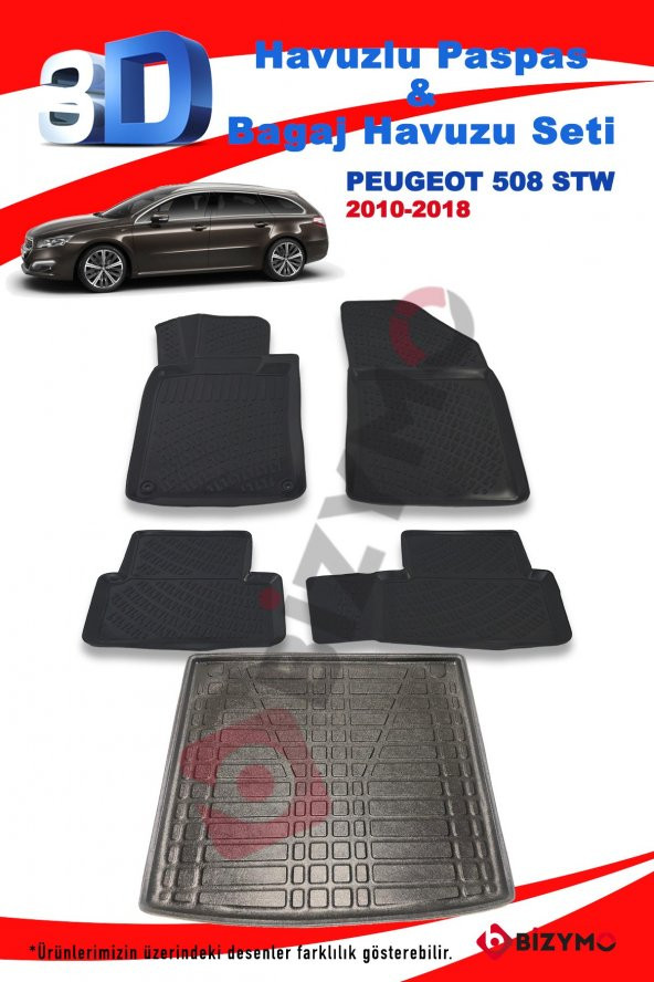Peugeot 508 Stw 2010-2018 Havuzlu Paspas ve Bagaj Seti Bizymo