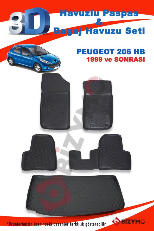 Peugeot 206 Hb 1999 Ve Sonrası Paspas Ve Bagaj Havuzu Seti - 2