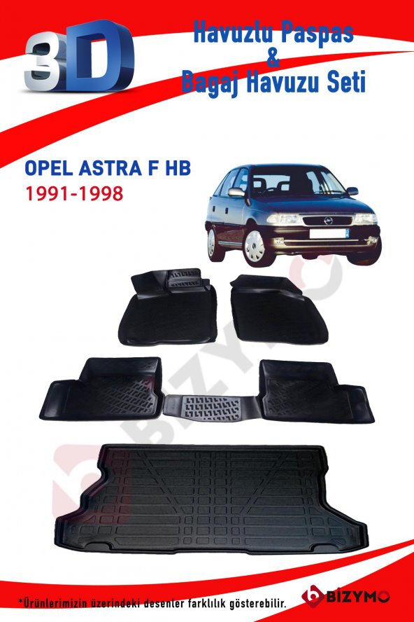 Opel Astra F HB 1991-1998 3D Paspas ve Bagaj Havuzu Seti Bizymo - 2