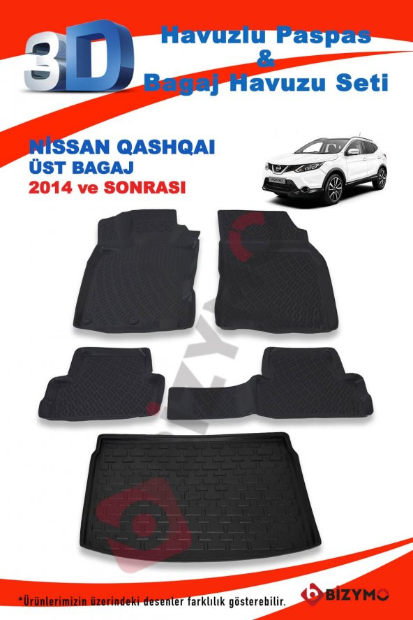 Nissan Qashqai Üst 2014 Ve Sonrası Paspas ve Bagaj Havuzu Seti - Resim 2